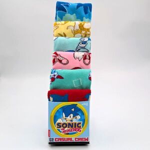 Sonic The Hedgehog 6 Pair Casual Crew Size 8-12 Bioworld Sega 80s Retro